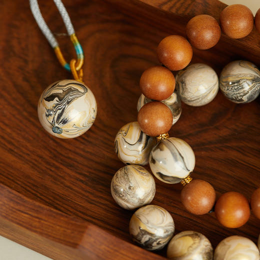 牛首山文创非遗大漆珠串牛首灵珠系列大漆手串国风吊坠项链毛衣链 商品图2