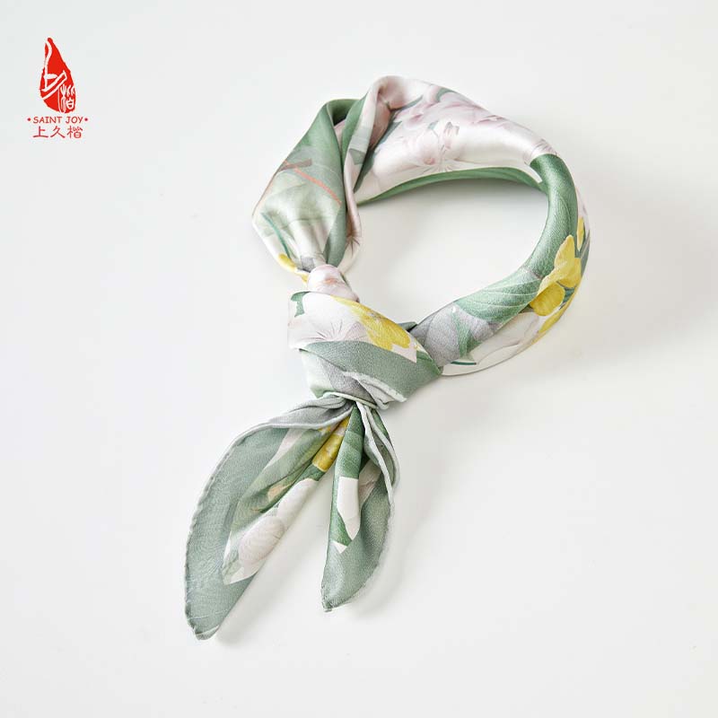 SAINTJOY/上久楷 女式真丝方巾   春风十里   FJS23044