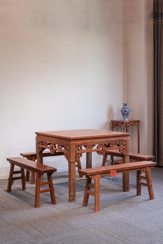 红桥红  家具严选  缅甸花梨（大果紫檀）【99 故宫款 绳璧纹方桌五件套】 商品图0