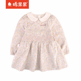 棉果果专柜同款春季新品女童细条绒碎花连衣裙M122700224029