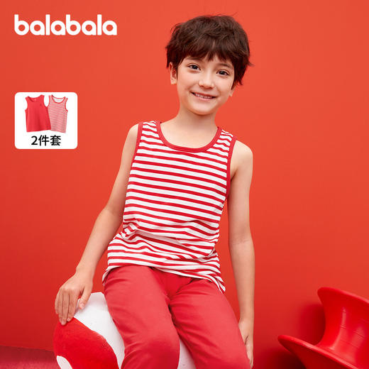 巴拉巴拉男童背心龙年新款儿童吊带本命年红色新年季亲肤棉两件装 商品图1