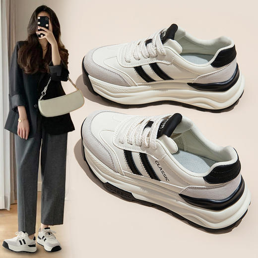 ZHR老爹鞋女2024春季新款厚底复古休闲百搭鞋防滑耐磨美拉德运动鞋 商品图4