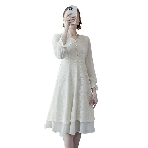 奢姿2024年春季新款大码女装法式浪漫裙子胖妹妹拼接蕾丝连衣裙9941825872 商品图4