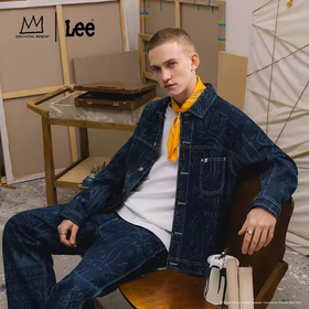 【Basquiat联名】Lee24早春新品舒适版清水洗镭射印花男牛仔外套LMT006901100345898L00
