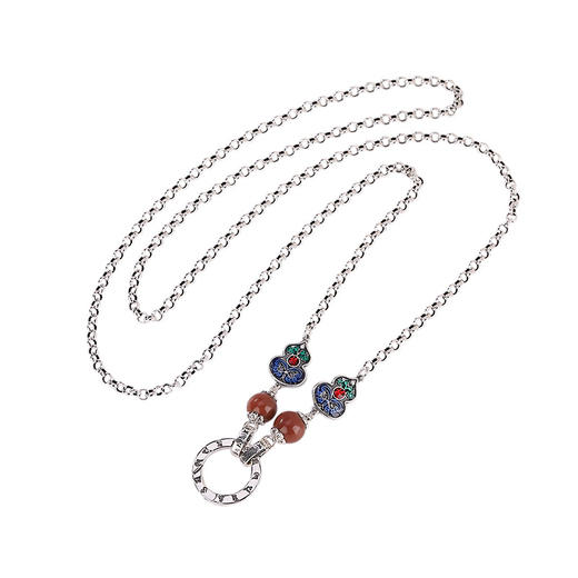 【葫芦双鱼】S925银南红复古景泰蓝福禄六字真言项链套链【CW-XL00341】 商品图4