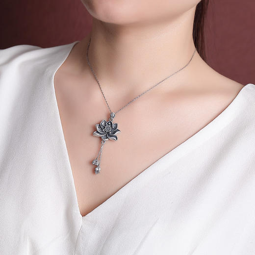【墨莲】S999银足银复古莲花流苏莲蓬吊坠【CW-DZ06117】 商品图3