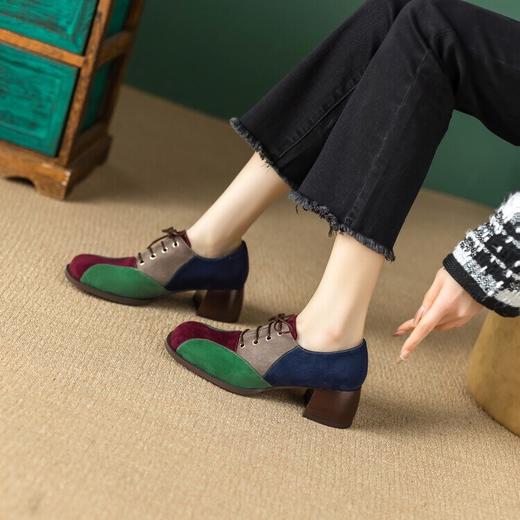 【预售5天】复古拼接撞色圆头牛筋底单鞋YX&A1105 商品图3