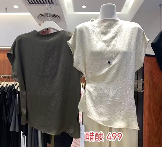 【门店同款】ENJOY2023年夏季醋酸斜肩扣上衣 153645635 商品图0