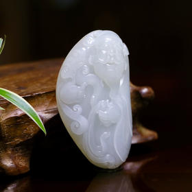 和田玉（白玉）籽料挂件--财神62.22g