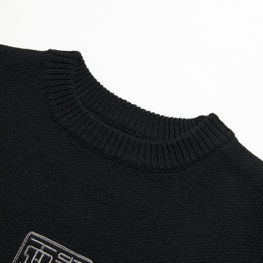 西遇圆领立体绣花长袖毛衣男新款港风休闲宽松百搭上衣10345703 商品图5