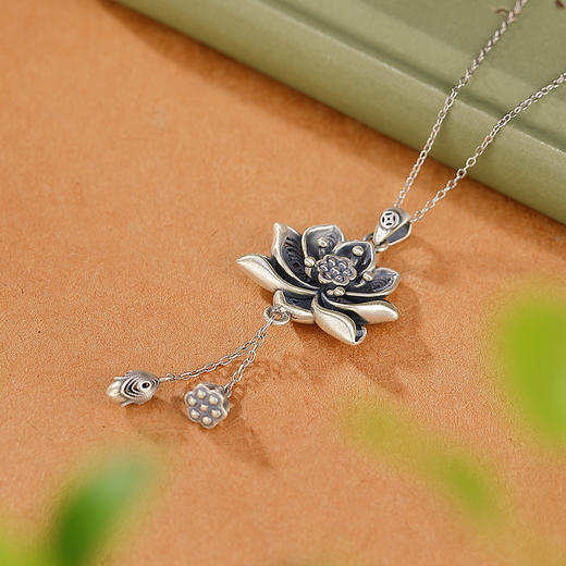 【墨莲】S999银足银复古莲花流苏莲蓬吊坠【CW-DZ06117】 商品图2