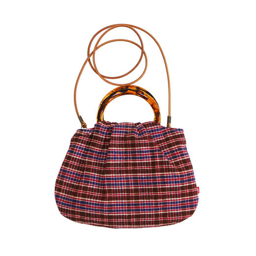 HUJI祤集Sunrise手提斜挎包老布TISSAGE格纹手织布 商品图3