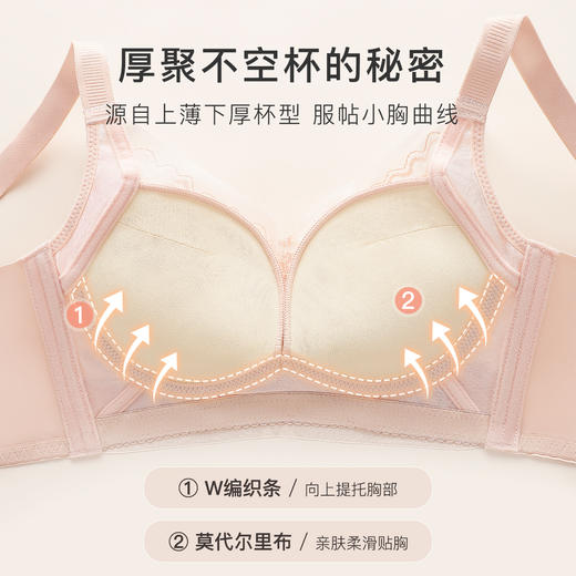 小胸聚拢A变C馒头杯内衣聚拢上托不空杯收副乳无钢圈文胸罩心心相印 商品图2
