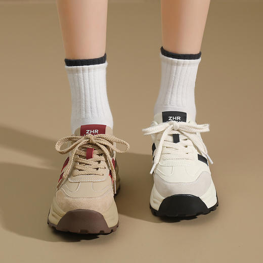 ZHR老爹鞋女2024春季新款厚底复古休闲百搭鞋防滑耐磨美拉德运动鞋 商品图8
