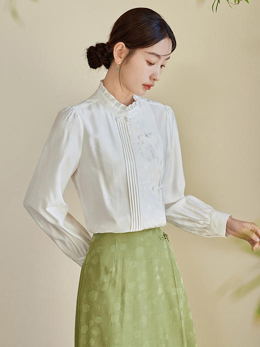 【1件72折】【东方系列】熙世界新中式改良马面裙2025秋新款禅意提花半身裙 商品图1