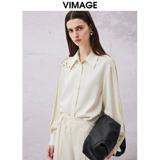 VIMAGE纬漫纪春季新款百搭小众设计镂空衬衣衬衫V2109702 商品图2