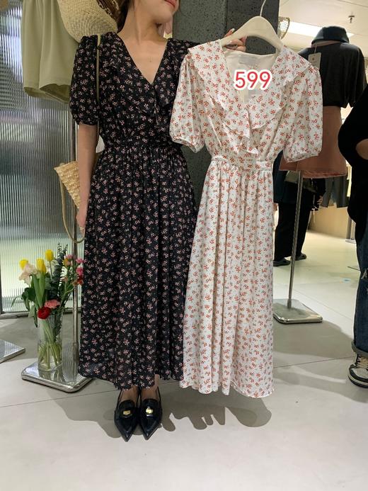 【门店同款】ENJOY夏季韩系荷叶领收腰长裙 150563765 商品图0