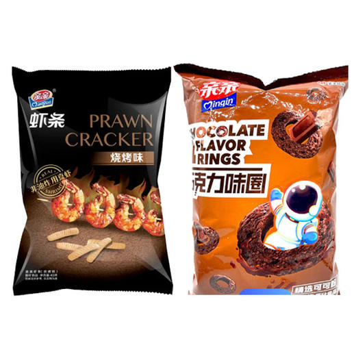 【5元2袋】亲亲虾条烤虾味40g /巧克力圈55g 商品图0