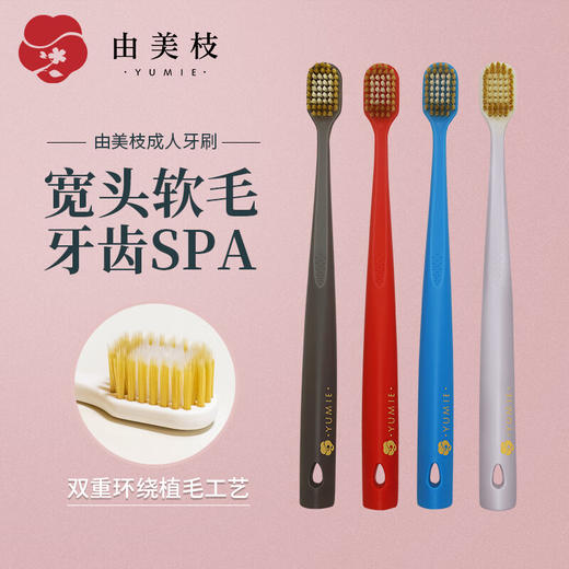 由美枝4色牙刷 48孔双重洁柔牙刷 舒适宽头软毛家庭装 商品图1