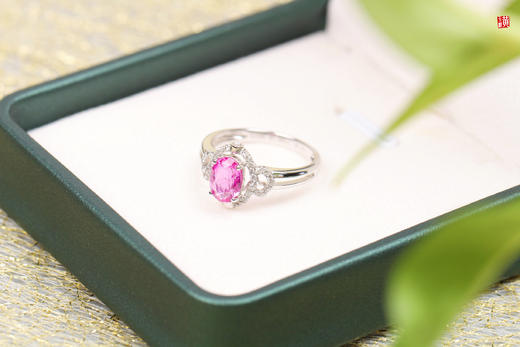 【秀逸】18k金镶粉色蓝宝石戒指 商品图1