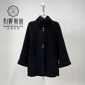 漆黑色绵羊毛大衣LZ6C02