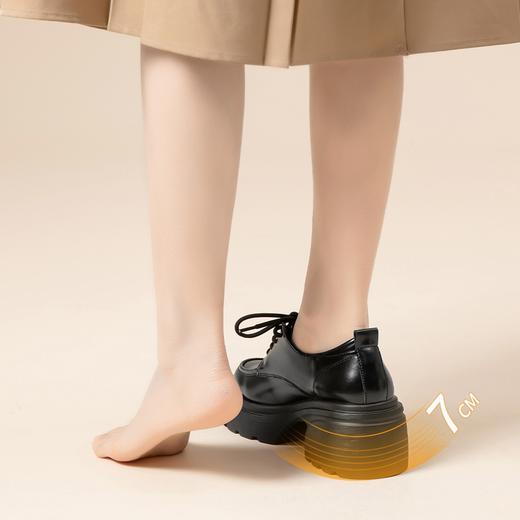 ZHR英伦单鞋女2024新款松糕复古厚底显高皮鞋百搭系带通勤乐福鞋 商品图10