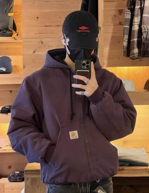 Carhartt WIP卡哈特加棉连帽工装外套 颜色：黑灰  紫色  卡其 商品图3