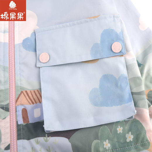 棉果果专柜同款春季新品女童纯棉内里印花连帽风衣外套M122100324019 商品图4