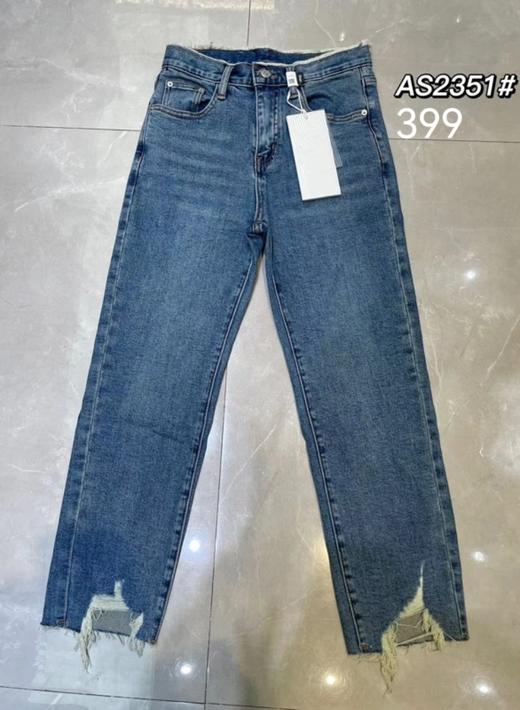 【门店同款】ENJOY2023年春季剪口弹力烟管牛仔裤 150206590 商品图0