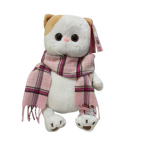 Budibasa LI-LI猫+粉丝格纹围巾, 24CM 27CM(毛绒玩具)