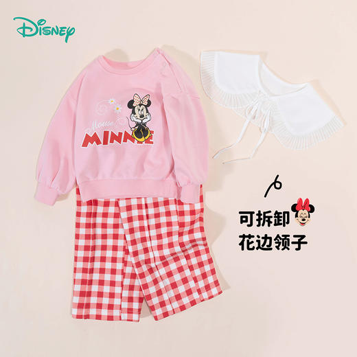 【商城同款】迪士尼童装秋季新品女童时髦甜美卫衣套装可爱儿童格子裤两件套 商品图6