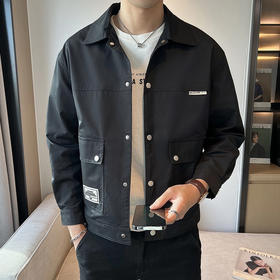 【新款DX】大依优型大码翻领外套衬衫夹克时尚雷萨加肥加大休闲胖子宽松外套上衣男装潮流