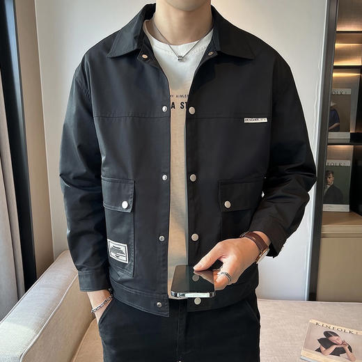 【新款DX】大依优型大码翻领外套衬衫夹克时尚雷萨加肥加大休闲胖子宽松外套上衣男装潮流 商品图0