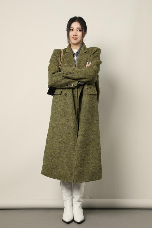 ESTELLICA 橄榄绿色宽松羊绒大衣外套 17395 商品图0
