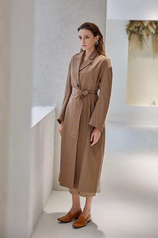 DAMO WANG/王大墨 棕色格纹风衣式外套 14049 商品图1