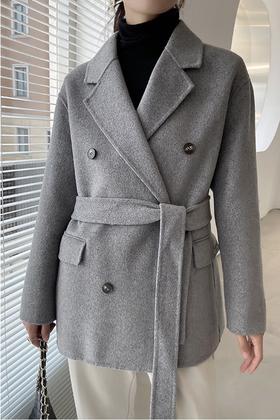 ESTELLICA 气质双排扣西装领大衣外套 14930