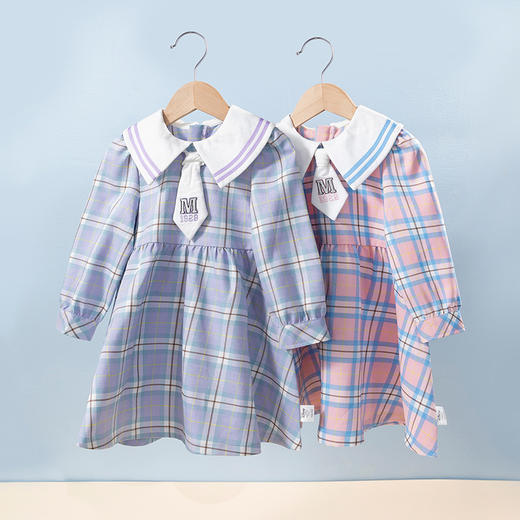 【商城同款】迪士尼格子学院风长袖连衣裙231DQ0208 商品图1