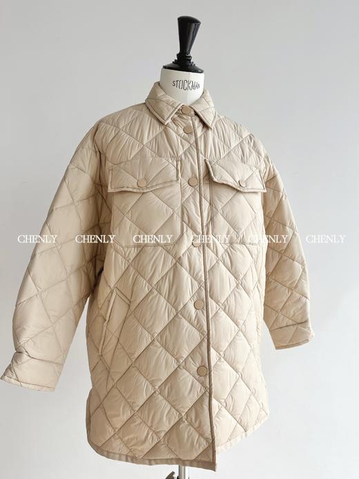 尘衣｜宽松衬衣廓形菱格棉服 商品图3