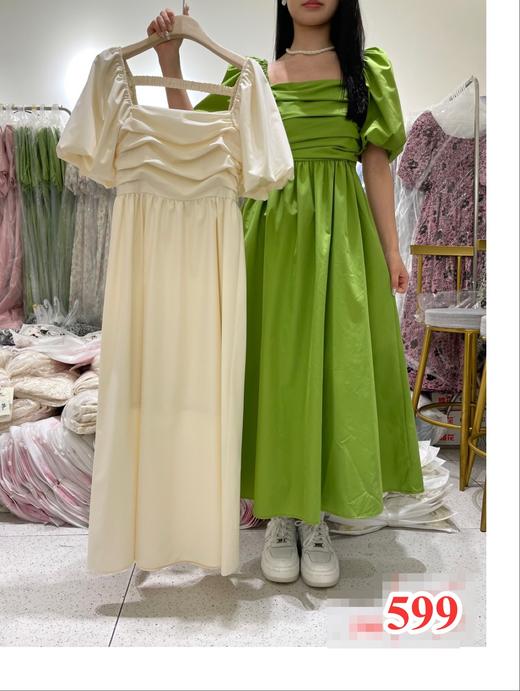 【门店同款】ENJOY夏季褶皱方领露背连衣裙 150704636 商品图0