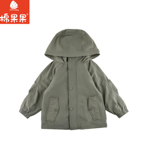 棉果果专柜同款春季新品男童纯棉内里连帽风衣外套M112100424045 商品图0
