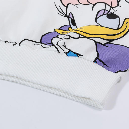 迪士尼女童卫衣春季2024儿童甜美黛西印花拼色袖上衣百搭纯棉套头衫ZD1DS004 商品图4