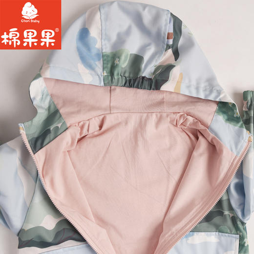 棉果果专柜同款春季新品女童纯棉内里印花连帽风衣外套M122100324019 商品图7