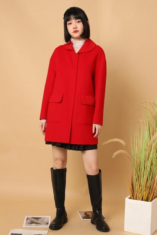 ELLA JADE 红色简约羊毛大衣外套 15367 商品图3