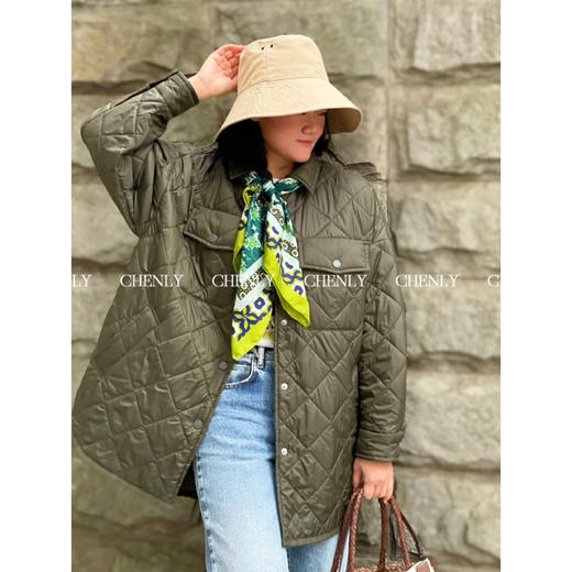 尘衣｜宽松衬衣廓形菱格棉服 商品图0