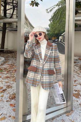 LNNNS 休闲百搭格纹西装外套 14946