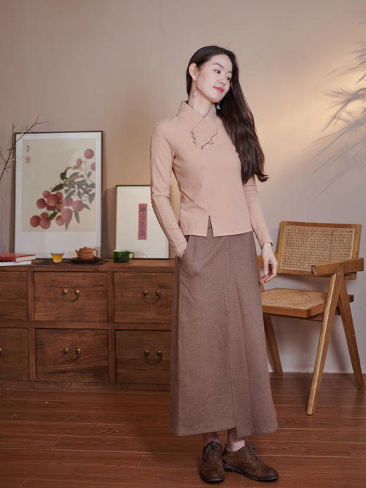 MSHK陌上花开兰襟【梅花十四】汉服国风国潮针织纯棉绣花T恤打底衫 商品图4