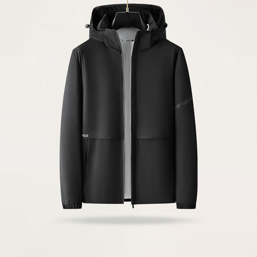 可拆卸帽【新款DK】大依优型大码夹克外套加肥加大休闲外套胖子宽松弹力运动外套上衣 商品图0