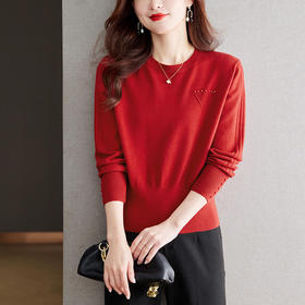 高腰本命年红色女装毛衣，短款小个子打底衫CC- 66-5192