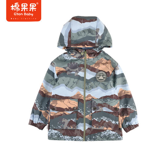 棉果果专柜同款春季新品男童纯棉内里印花连帽风衣外套M112100424050 商品图3