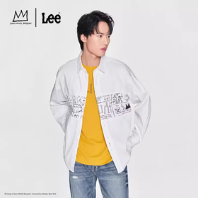 【Basquiat联名】Lee24早春新品舒适版JMB印花白色男长袖衬衫潮流